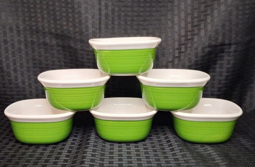 Corning Ware Etch Green 7 Oz Bakeware Set Of 6